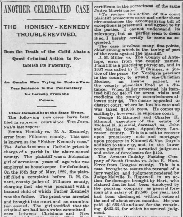 Emma Honisky court case 1890